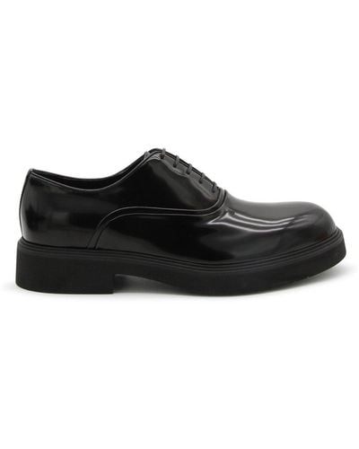 Ferragamo Leather Lace Up Shoes - Black