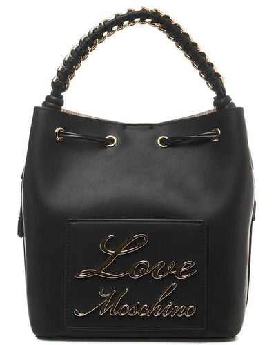 Love Moschino Logo Lettering Bucket Bag - Black
