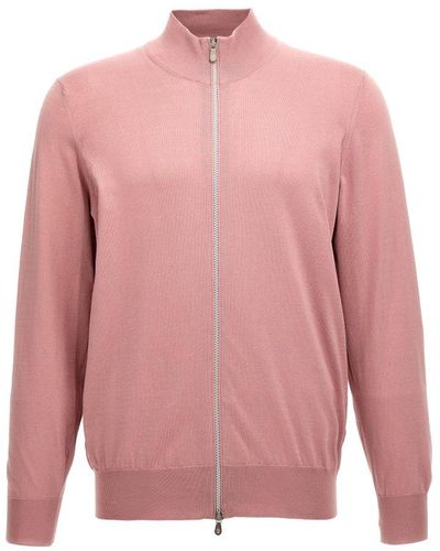 Brunello Cucinelli Zip-up Knit Cardigan - Pink