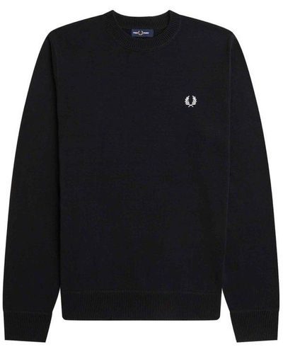 Fred Perry Logo Intarsia-knit Crewneck Sweater - Black