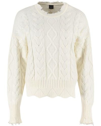 Pinko Maxi Cable-knit Jumper - White
