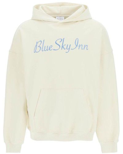 BLUE SKY INN Logo Embroidered Front Pouch Hoodie - White