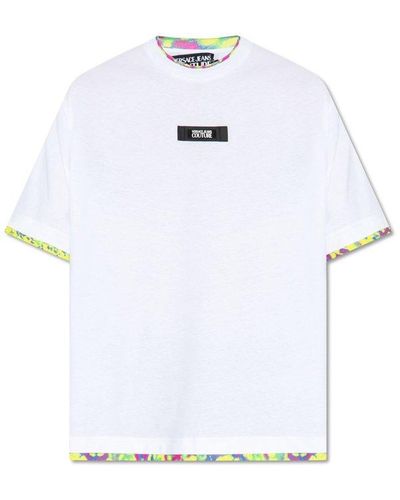 Versace T-shirt With Logo Patch, - White