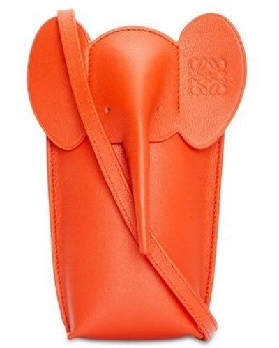 Loewe Logo Embossed Elephant Crossbody Bag - Orange