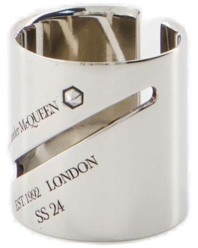 Alexander McQueen Identity Tag Ring - White