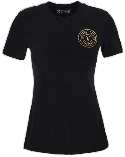 Versace Jeans Couture V-emblem Metallic Logo T-shirt - Black
