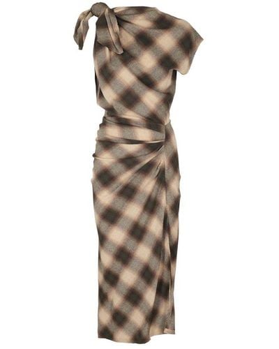 Isabel Marant Checked Knot-detailed Dress - Multicolour