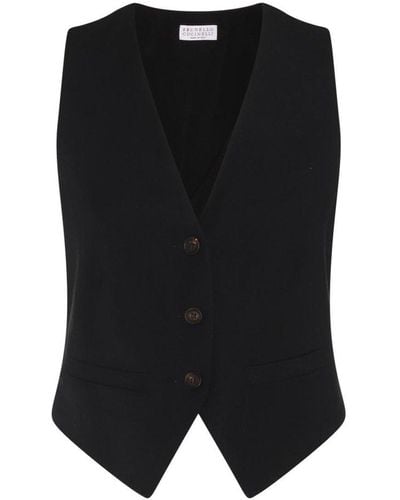 Brunello Cucinelli V-neck Sleeveless Waistcoat - Black