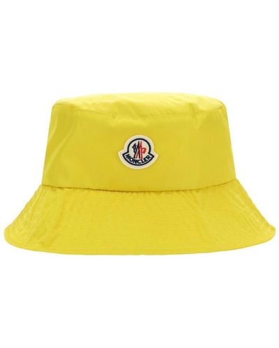 Moncler Logo Patch Bucket Hat - Yellow