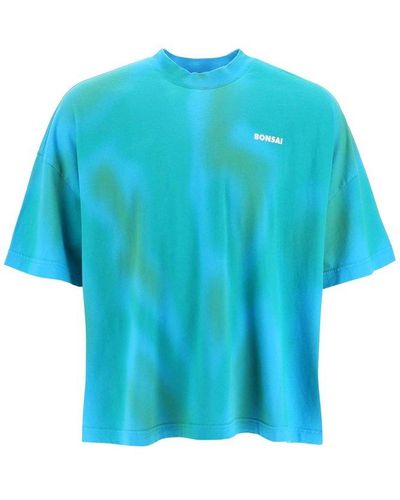 Bonsai Spray Dyed Crewneck T-shirt - Blue