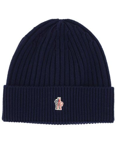 3 MONCLER GRENOBLE Night Ribbed Wool Beanie - Blue