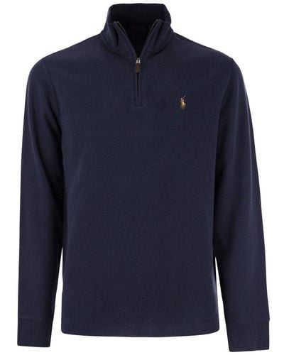 Polo Ralph Lauren Ribbed Pullover With Zip - Blue