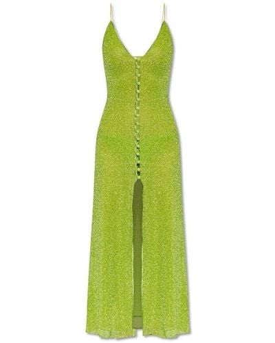 Oséree Lumière Lurex Sleeveless Maxi Dress - Green