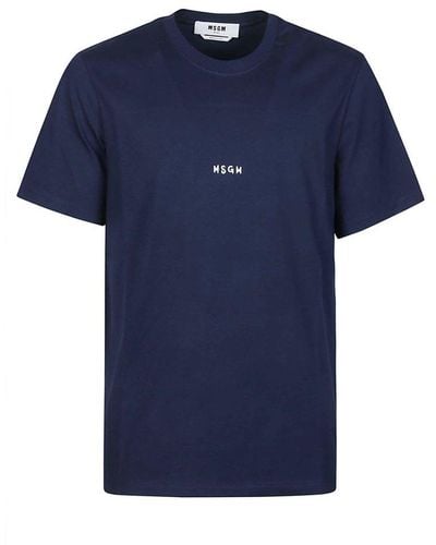 MSGM Logo Print T-Shirt - Blue