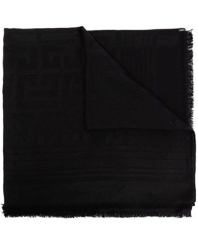 Balmain Scarf With Monogram - Black