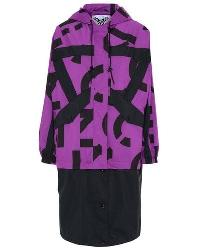 KENZO Two-tone Polyester Sport Raincoat - Purple