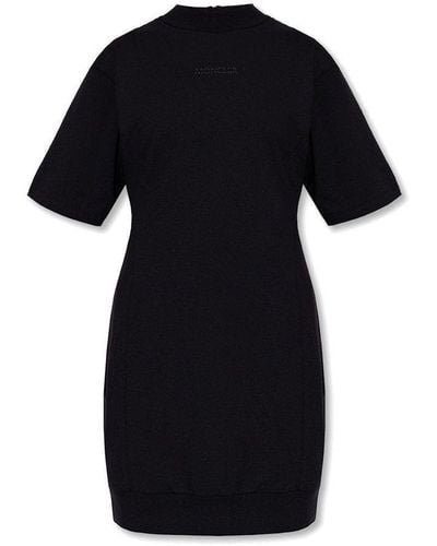 Moncler Logo-embroidered Highneck Mini Dress - Black