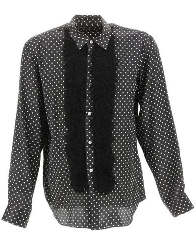 Comme des Garçons Satin Shirt With Eco-Fur Inserts - Black