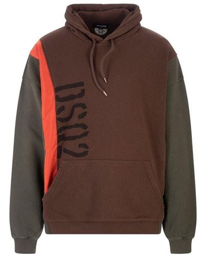 DSquared² Dsq2 Panel Hoodie - Brown