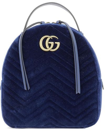 Gucci GG Marmont Velvet Backpack - Blue