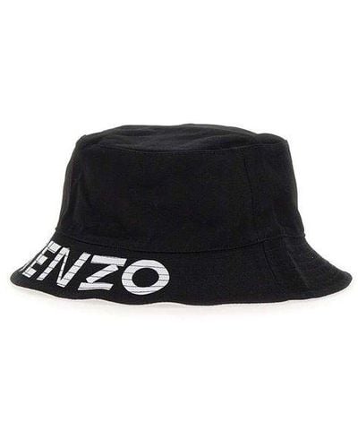 KENZO Logo Patch Reversible Bucket Hat - Black