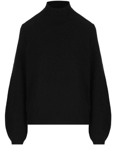 Chloé Balloon Sleeved Turtleneck Knit Sweater - Black
