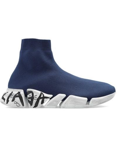 Balenciaga Speed 2.0 Sole-printed Sock Trainers - Blue