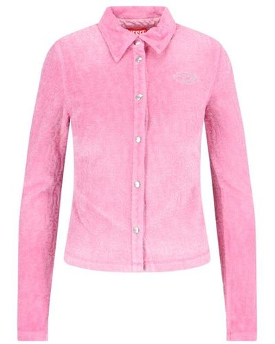DIESEL Slim Shirt In Monogram Chenille - Pink