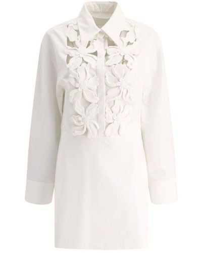 Valentino Cut-out Detailed Sleeved Midi Dress - White