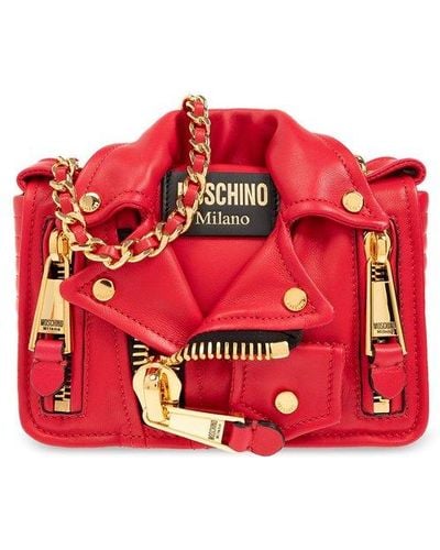 Moschino Leather Shoulder Bag, - Red