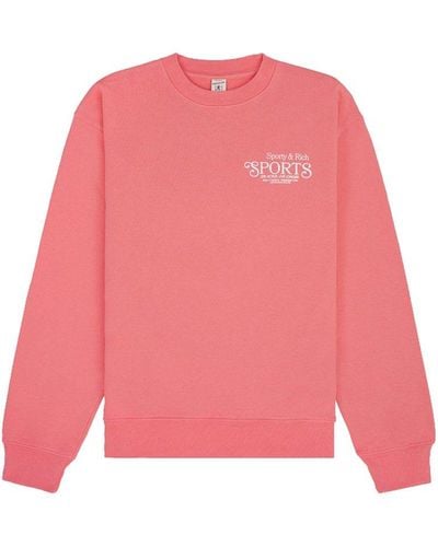 Sporty & Rich Logo Printed Crewneck Sweater - Pink