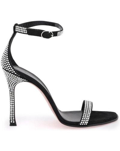 AMINA MUADDI Kim Embellished Ankle Strap Sandals - Black