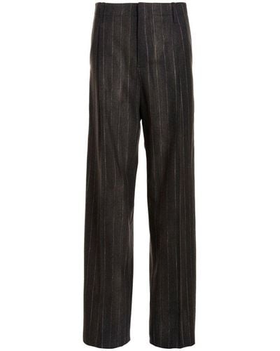 Versace Pinstripe High-waist Tailored Trousers - Black