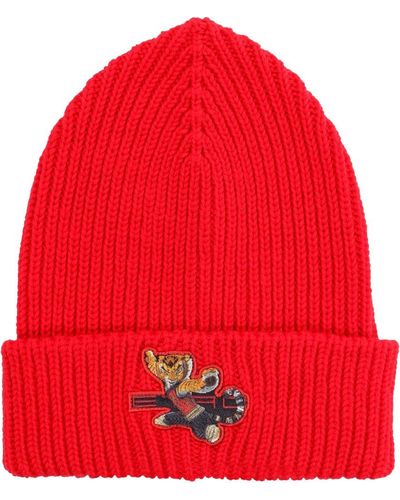 Etro Kung Fu Panda Patch Ribbed Beanie - Red