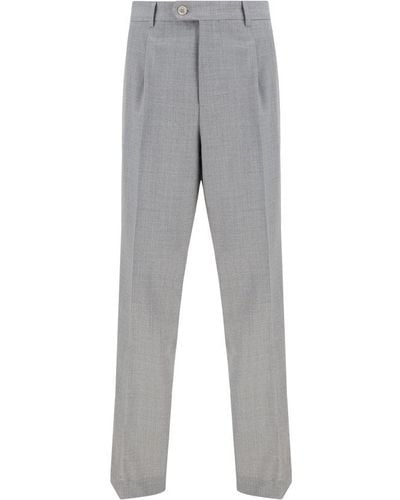 Brunello Cucinelli Straight Leg Pleated Trousers - Grey