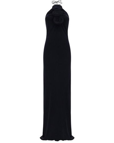 Magda Butrym Floral-appliqué Halterneck Sleeveless Maxi Dress - Black
