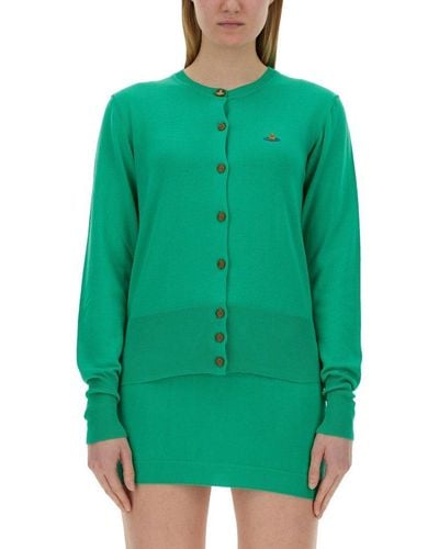 Vivienne Westwood Orb Embroidered Knitted Cardigan - Green