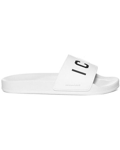 DSquared² 3d Logo Lettering Slip-on Slides - White