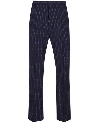 Gucci Horsebit Striped Trousers - Blue