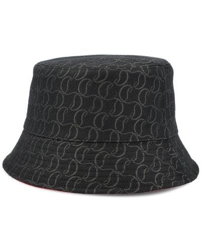 Christian Louboutin Bobino Jacquard Monogram Bucket Hat - Black