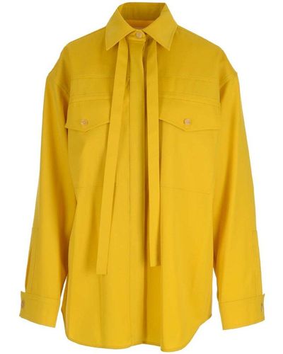 Jil Sander Pussybow-collar Long-sleeved Blouse - Yellow