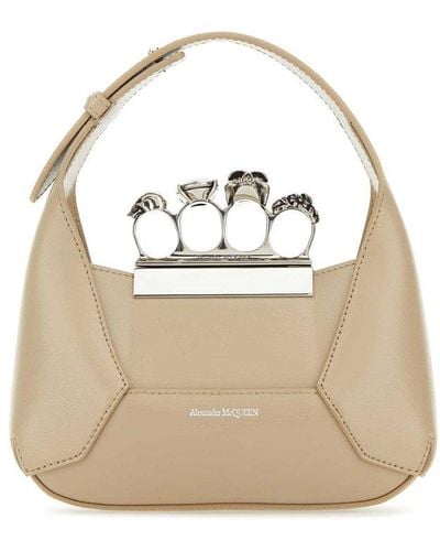 Alexander McQueen The Jewelled Hobo Mini Tote Bag - Natural