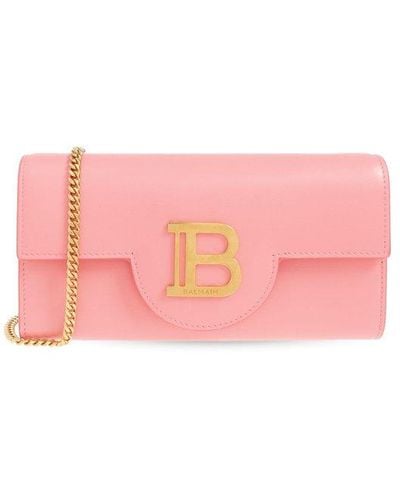 Balmain 'b-buzz' Wallet With Chain, - Pink
