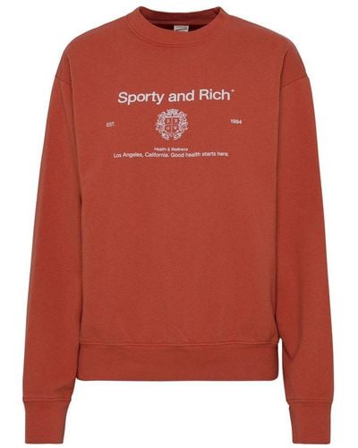 Sporty & Rich Logo Print Crewneck Sweater - Orange