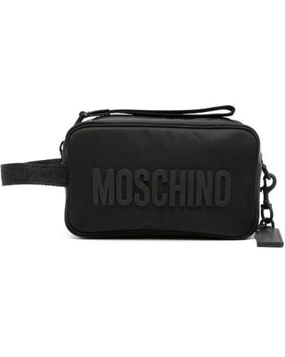 Moschino Logo Lettering Zipped Wash Bag - Black