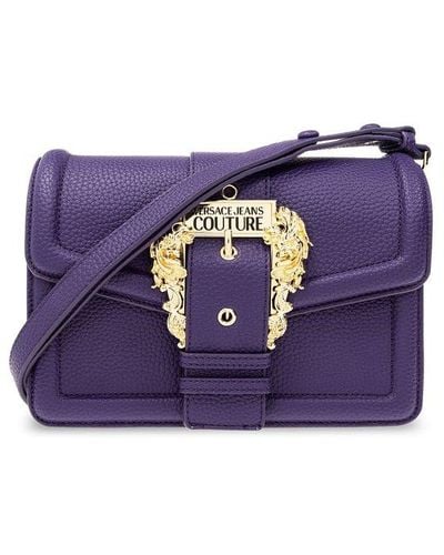 Versace Jeans Couture Baroque Buckle Foldover Top Satchel Bag - Purple