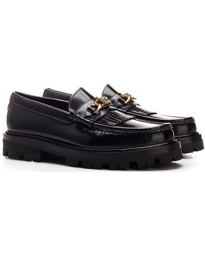 Celine Margaret Chain Detailed Loafers - Black