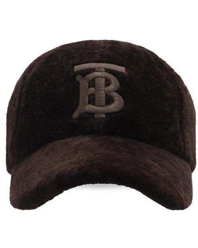 Burberry Brown Fur Baseball Cap - Black