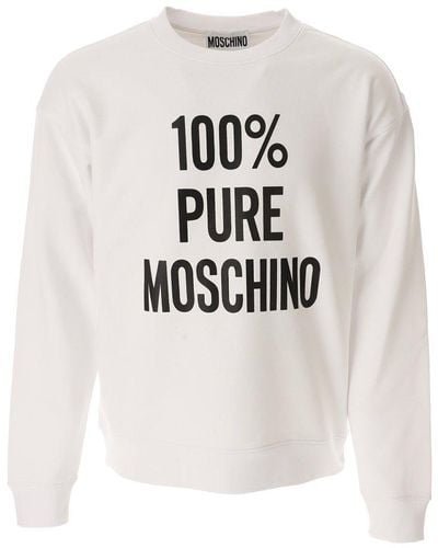 Moschino Slogan Printed Crewneck Sweatshirt - White
