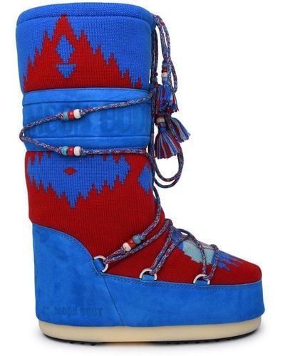 Alanui X Moon Boot Icon Knit In Blue And Wool